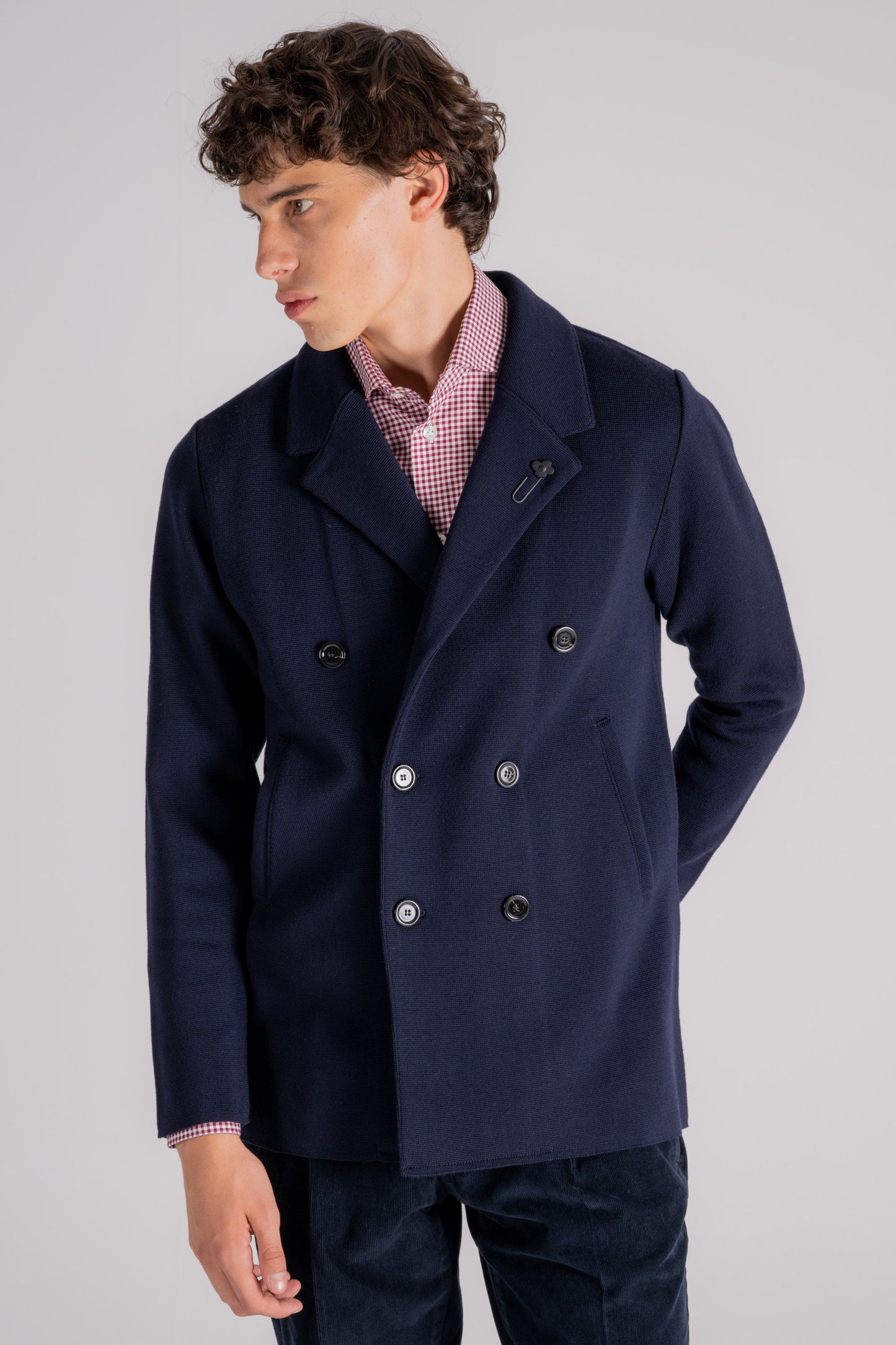  Lardini Wool Knit Jacket In Blue Blu Uomo - 2