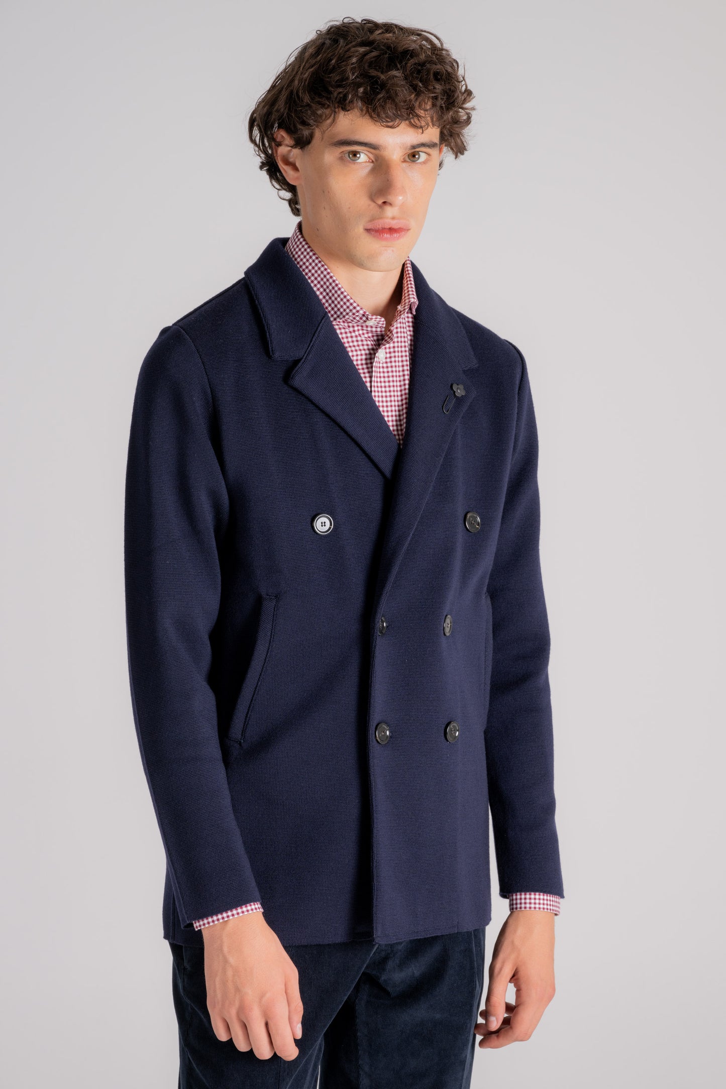  Lardini Wool Knit Jacket In Blue Blu Uomo - 4