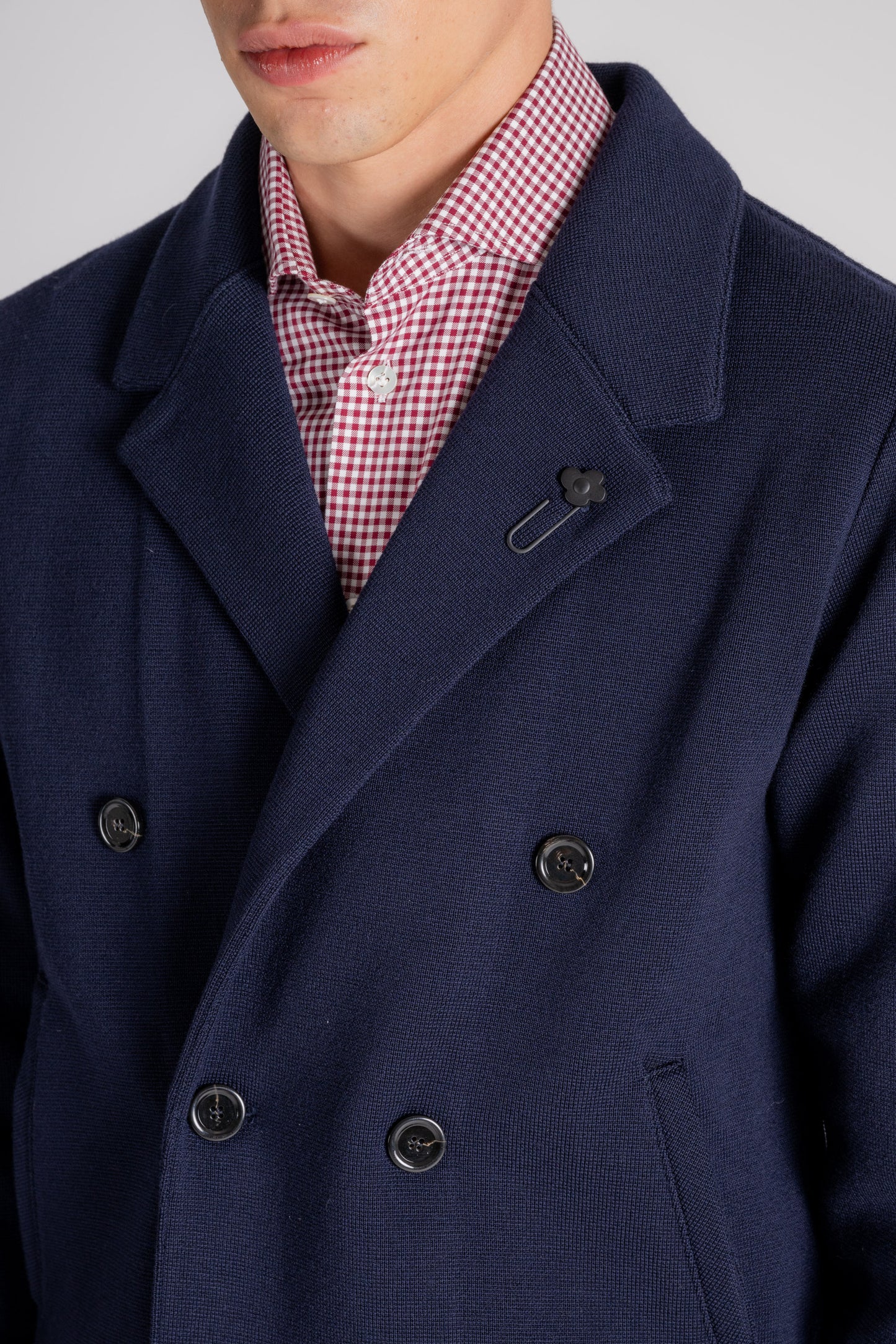  Lardini Wool Knit Jacket In Blue Blu Uomo - 6