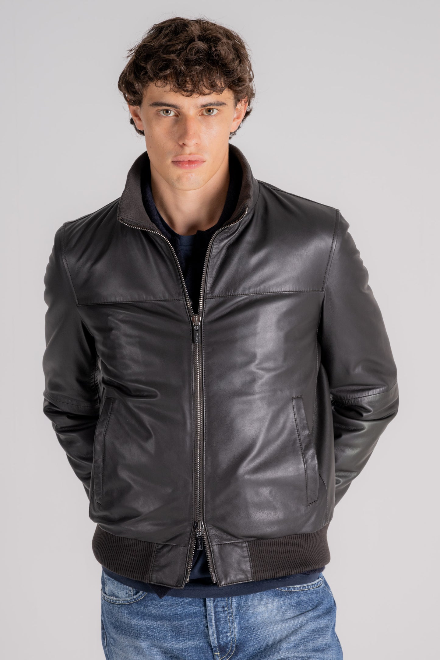  Gimo's Lamb Nappa Jacket Marrone Uomo - 3