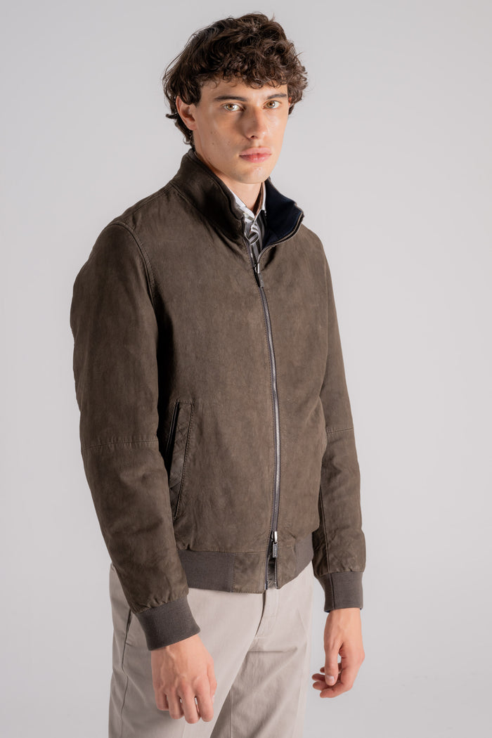  Gimo's Lamb Nubuck Leather Jacket 100% Leather Marrone Uomo - 4