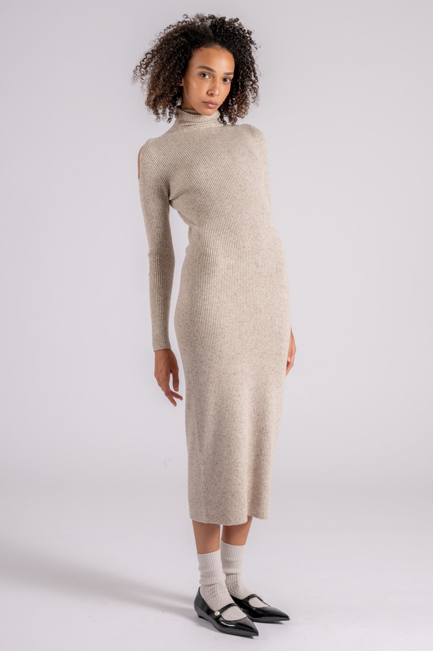  D.exterior D. Exterior Tweed Dress Wool/silk/viscose/polyamide/cashmere Beige Beige Donna - 1