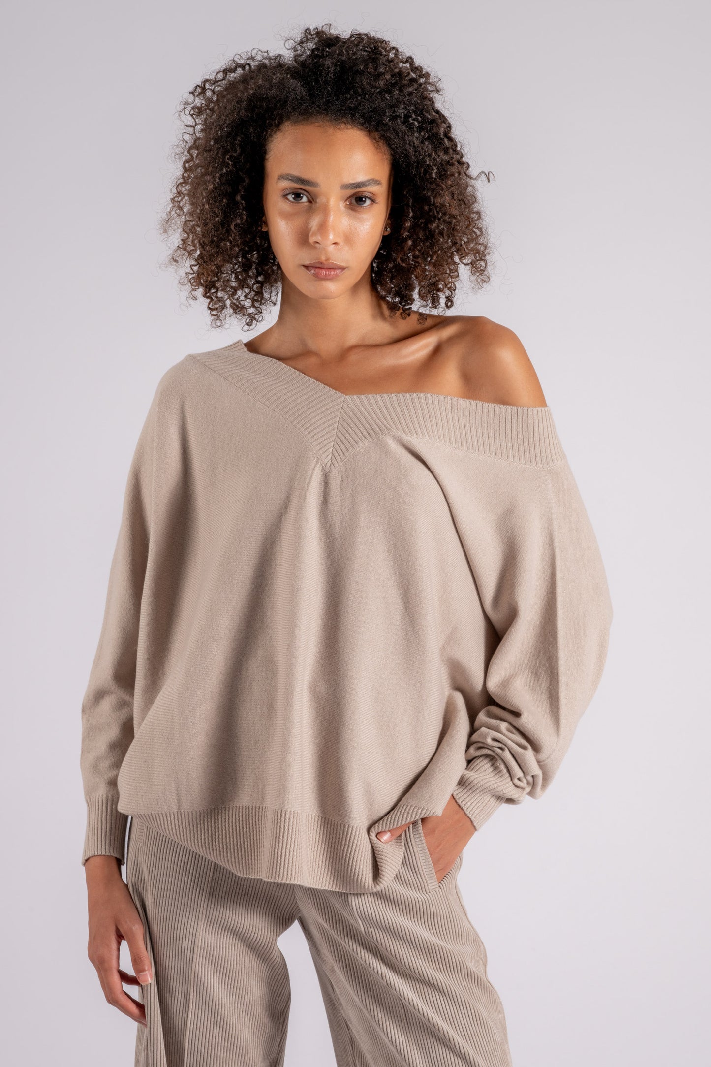  D.exterior D. Exterior Sweater Cashmere/viscose/wool/polyamide V-neck Brown Beige Donna - 2