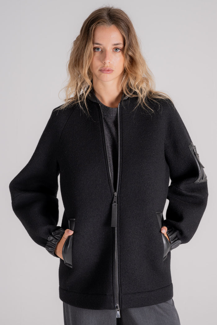 Max Mara Leisure Wool/Polyester Black Bomber