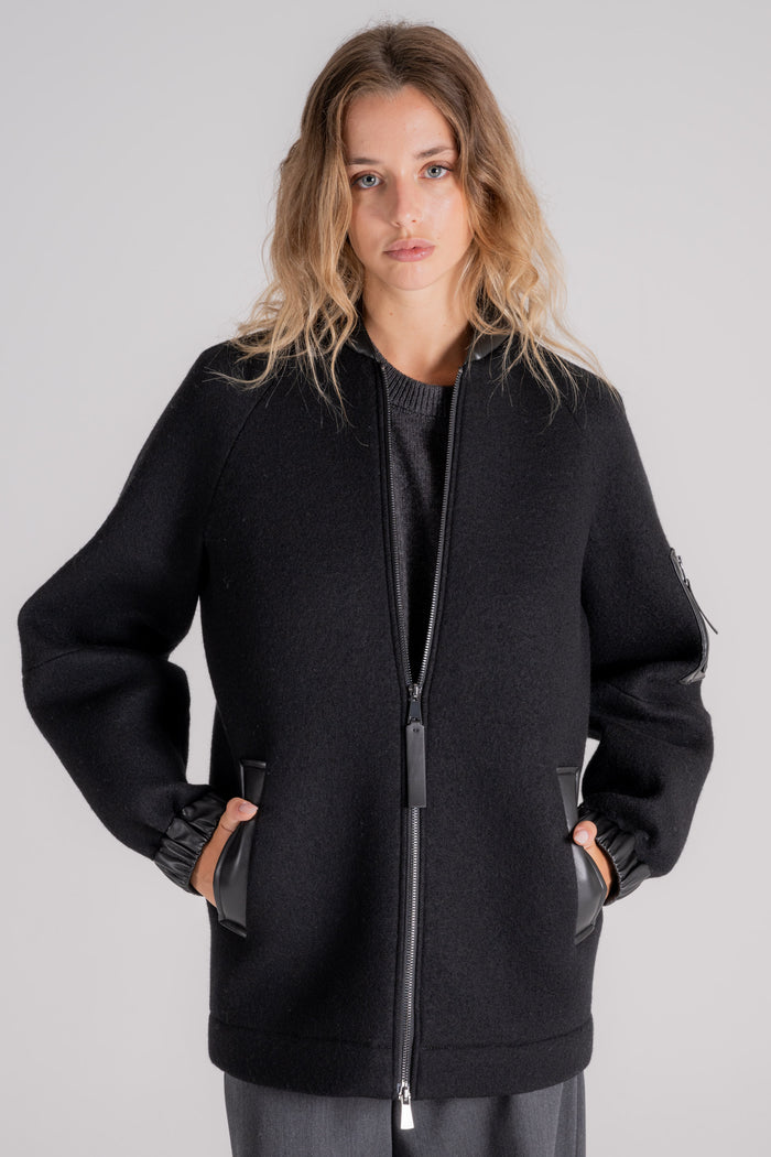 Max Mara Leisure Wool/Polyester Black Bomber-2