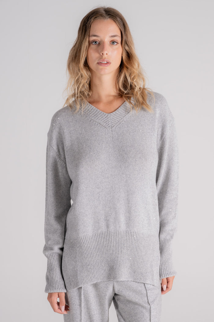  Liviana Conti Sweater 60% Polyamide 40% Cashmere Grey Grigio Donna - 5