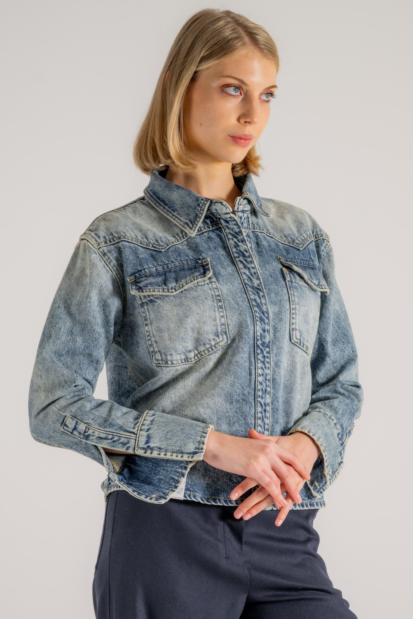  Icon Denim Camicia Blu Blu Donna - 3