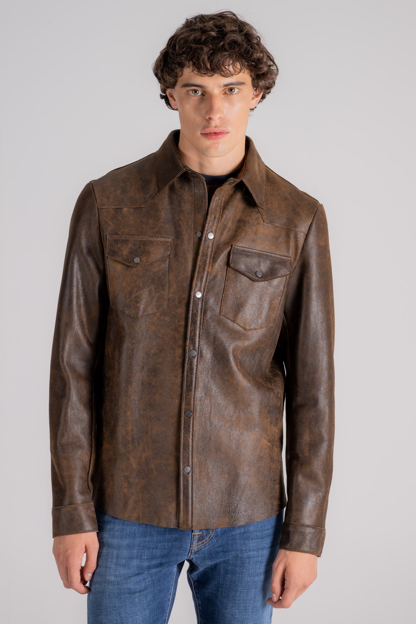  Salvatore Santoro Leather Jacket Bay Brown Marrone Uomo - 1