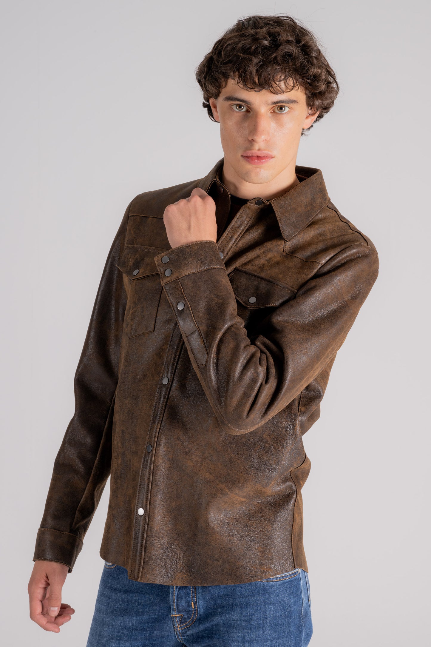  Salvatore Santoro Leather Jacket Bay Brown Marrone Uomo - 2