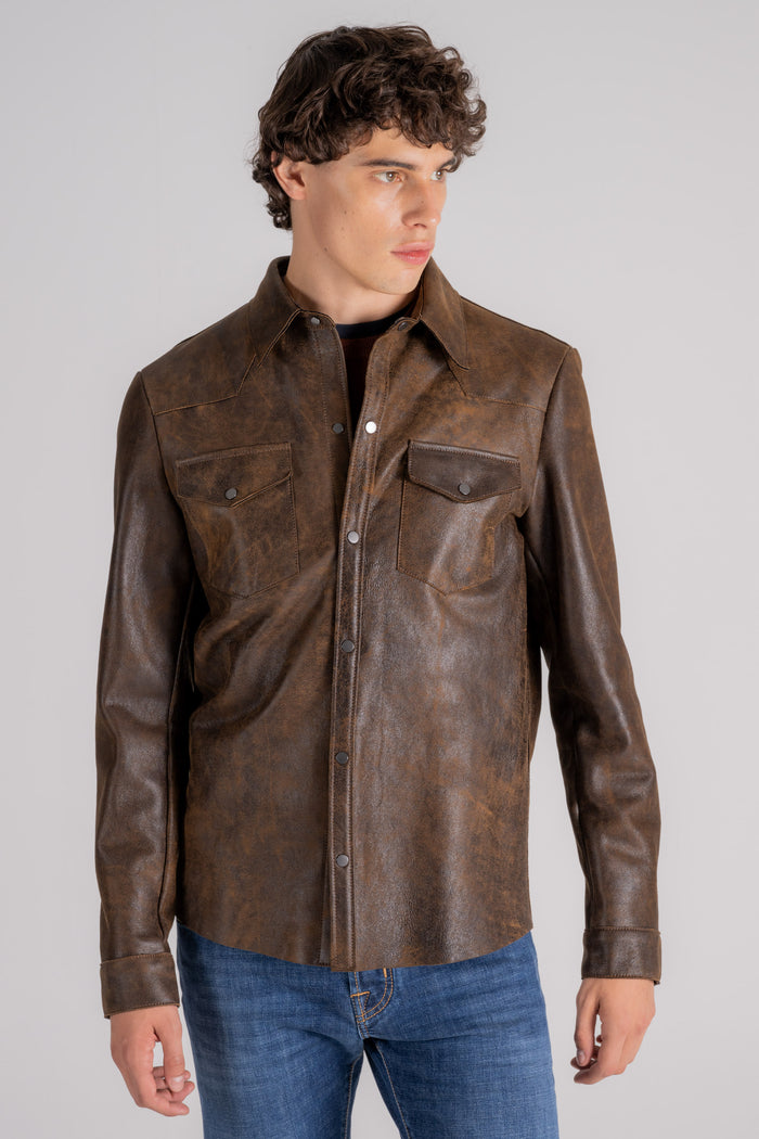  Salvatore Santoro Leather Jacket Bay Brown Marrone Uomo - 3