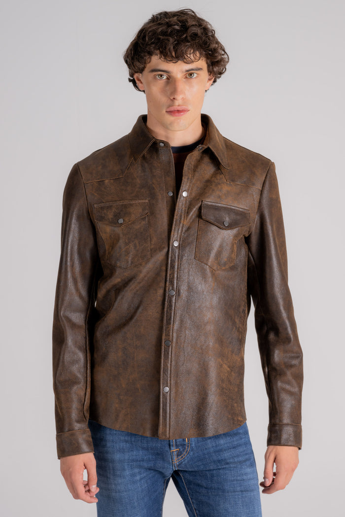  Salvatore Santoro Leather Jacket Bay Brown Marrone Uomo - 4