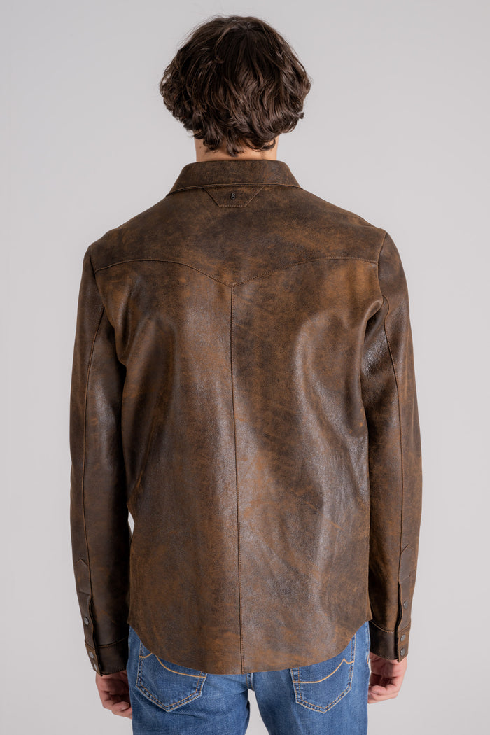  Salvatore Santoro Leather Jacket Bay Brown Marrone Uomo - 5