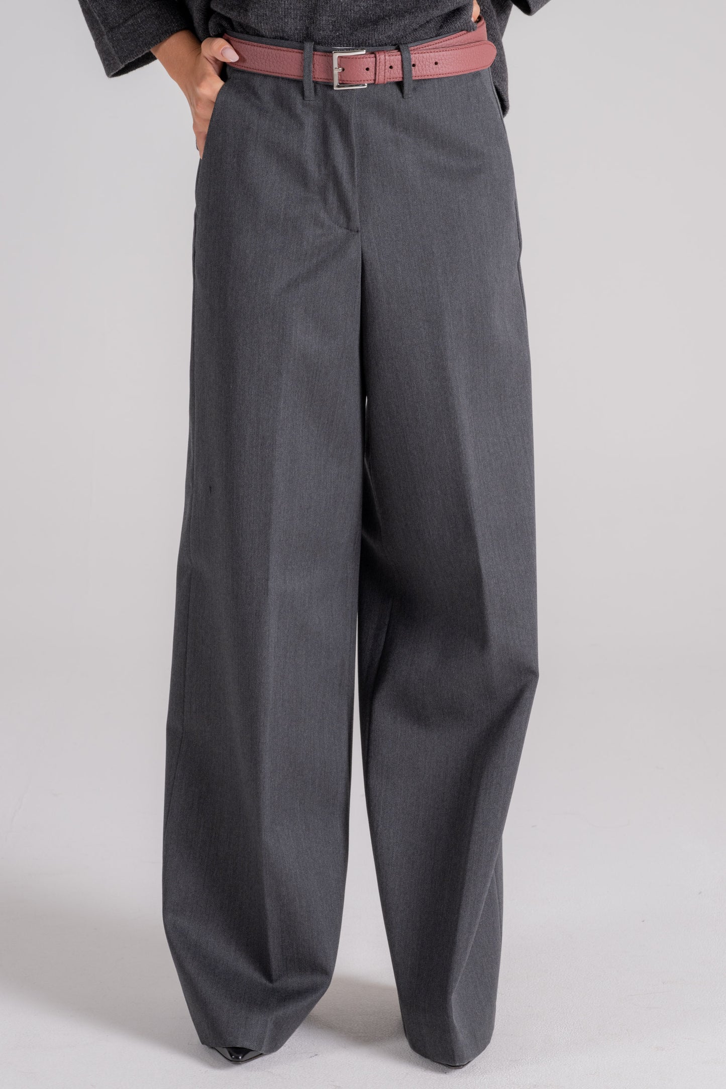  Nine In The Morning Wide Leg Virgin Wool Trousers Grey Grigio Donna - 1