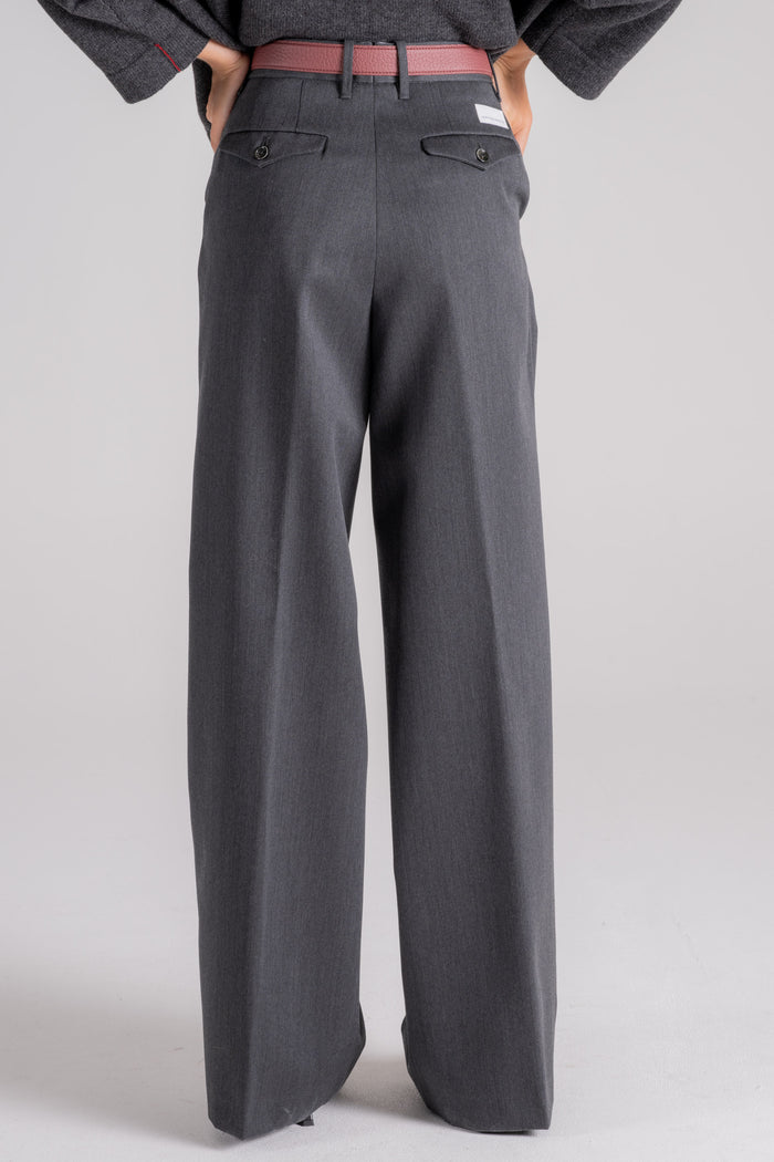  Nine In The Morning Wide Leg Virgin Wool Trousers Grey Grigio Donna - 5