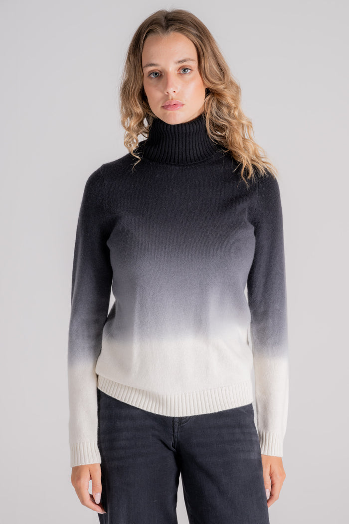 Kujten Maglia Collo Alto Cashmere Nero-2