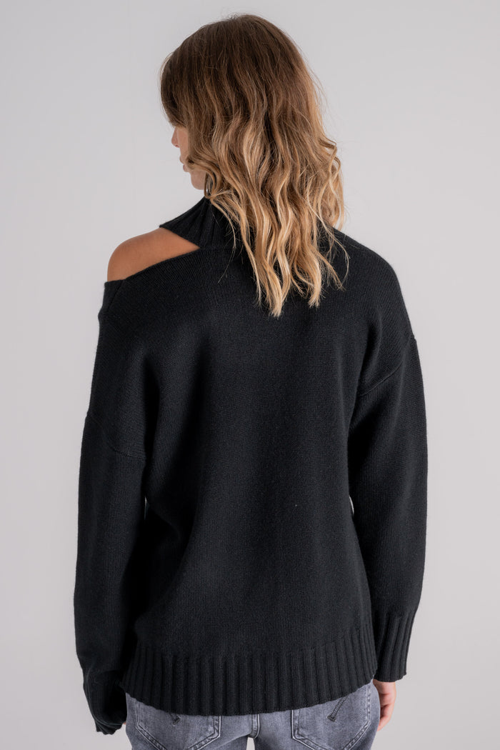  Kujten High Neck Black Cashmere Sweater Nero Donna - 5