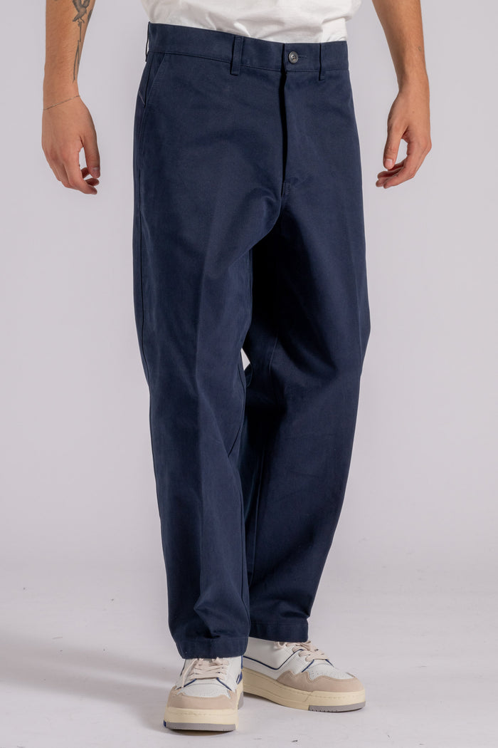  Cruna Blue Trousers In 100% Cotton Blu Uomo - 3