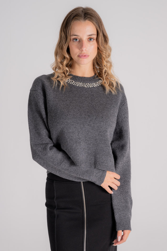 Semi-Couture Maglia Sofia 70% Lana Vergine 30% Cashmere Grigio-2