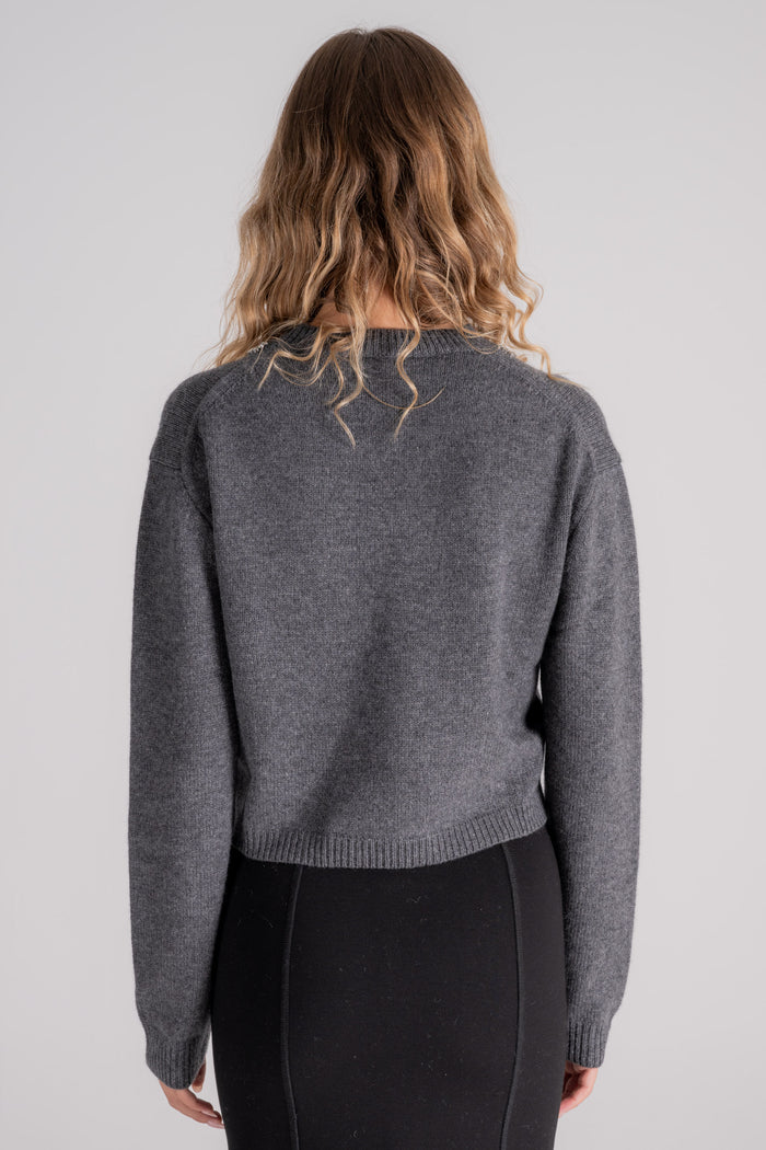  Semi-couture Sofia Sweater 70% Virgin Wool 30% Cashmere Grey Grigio Donna - 4