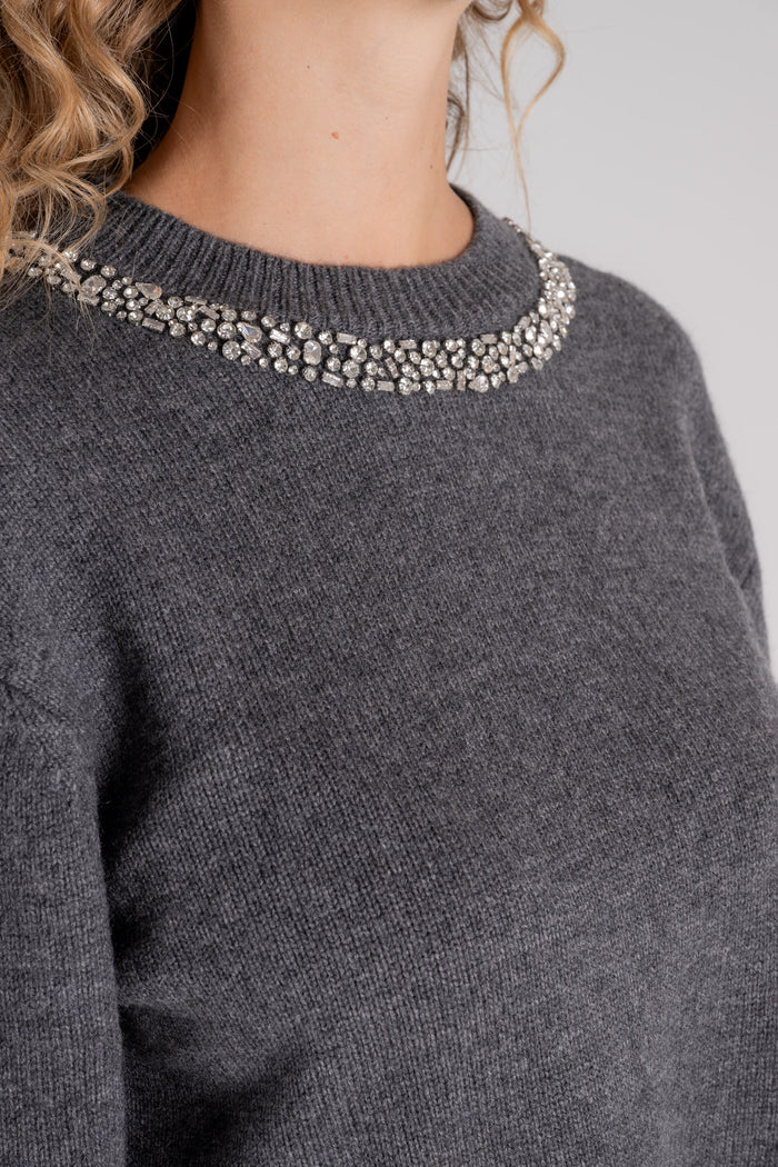  Semi-couture Sofia Sweater 70% Virgin Wool 30% Cashmere Grey Grigio Donna - 5