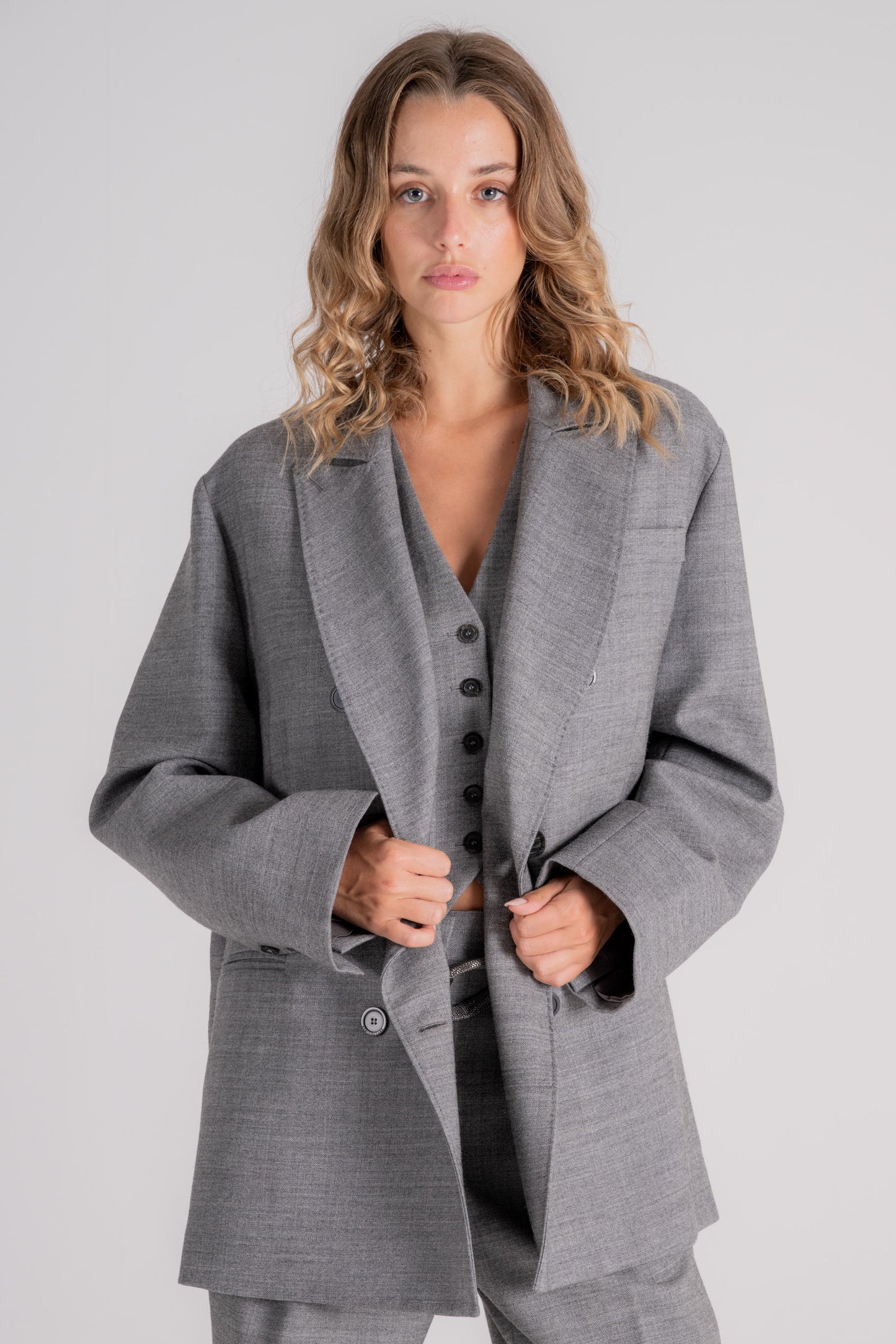  Semi-couture Monroe Virgin Wool Jacket Grey Grigio Donna - 2