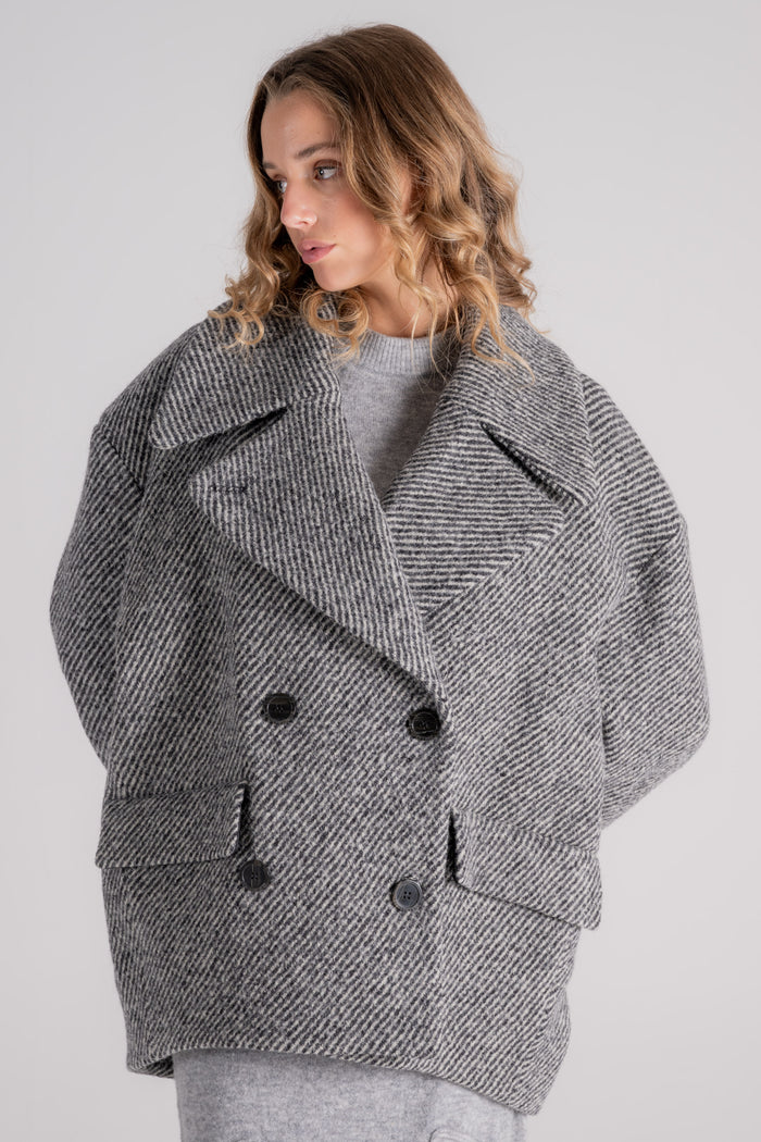 Semi-Couture Cappotto Dominique 100% Lana Vergine Grigio