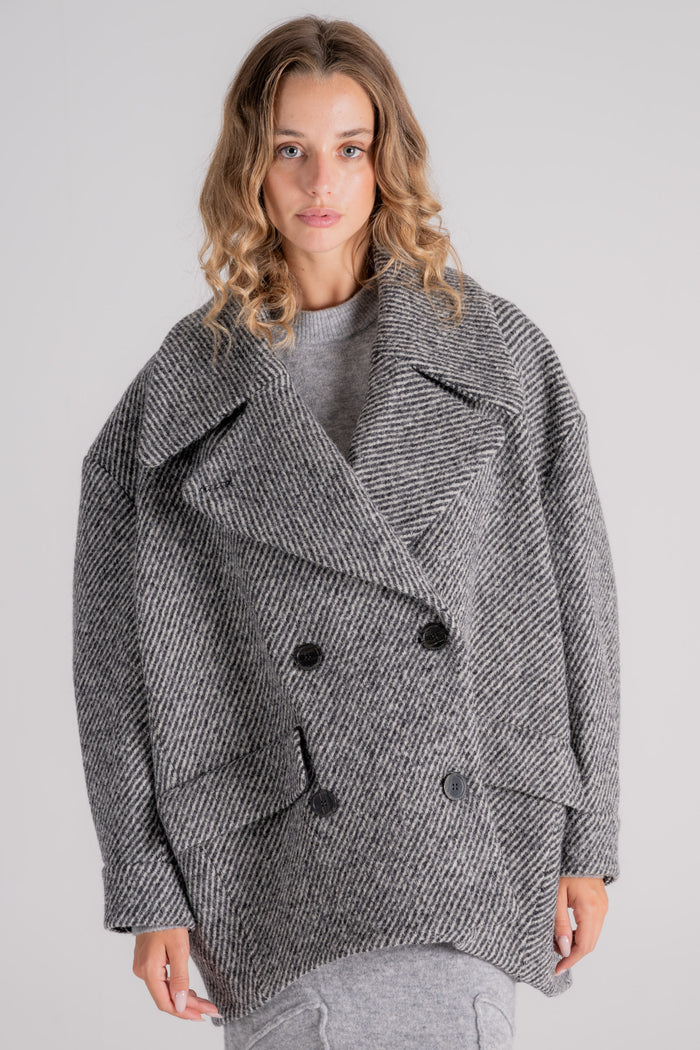 Semi-Couture Dominique Coat 100% Virgin Wool Grey-2