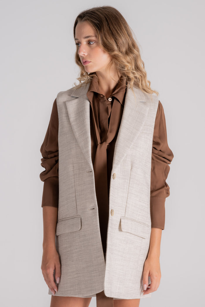 Semi-Couture Gilet Elettra 100% Lana Vergine Beige-2