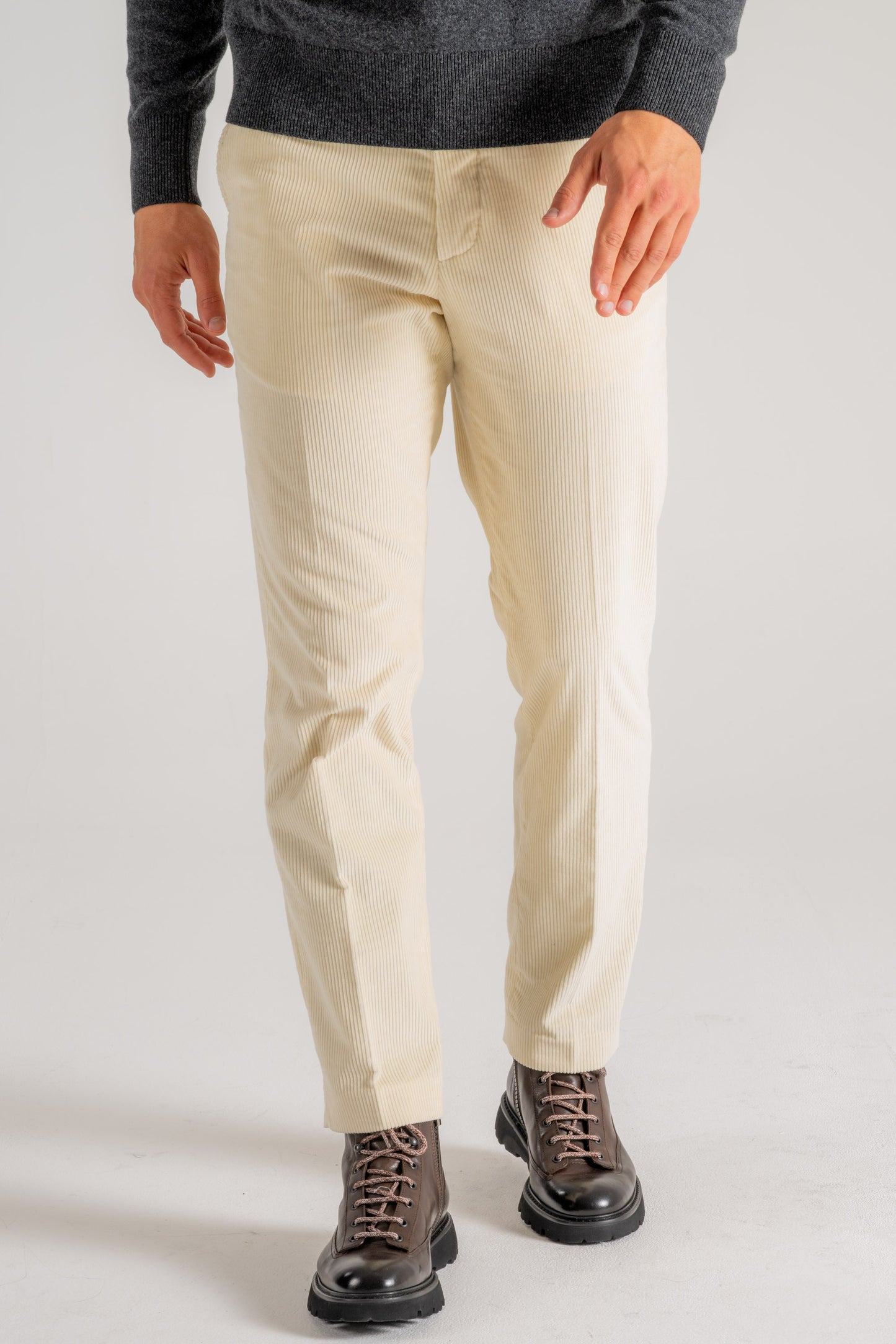  Hindustrie Pantalone New Chino Velluto Beige Beige Uomo - 2