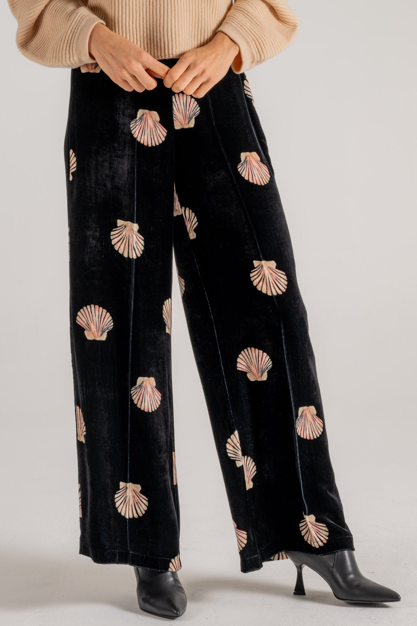  Forte_forte Forte Forte Mother Of Pearl Print Velvet Pants Nero Nero Donna - 4