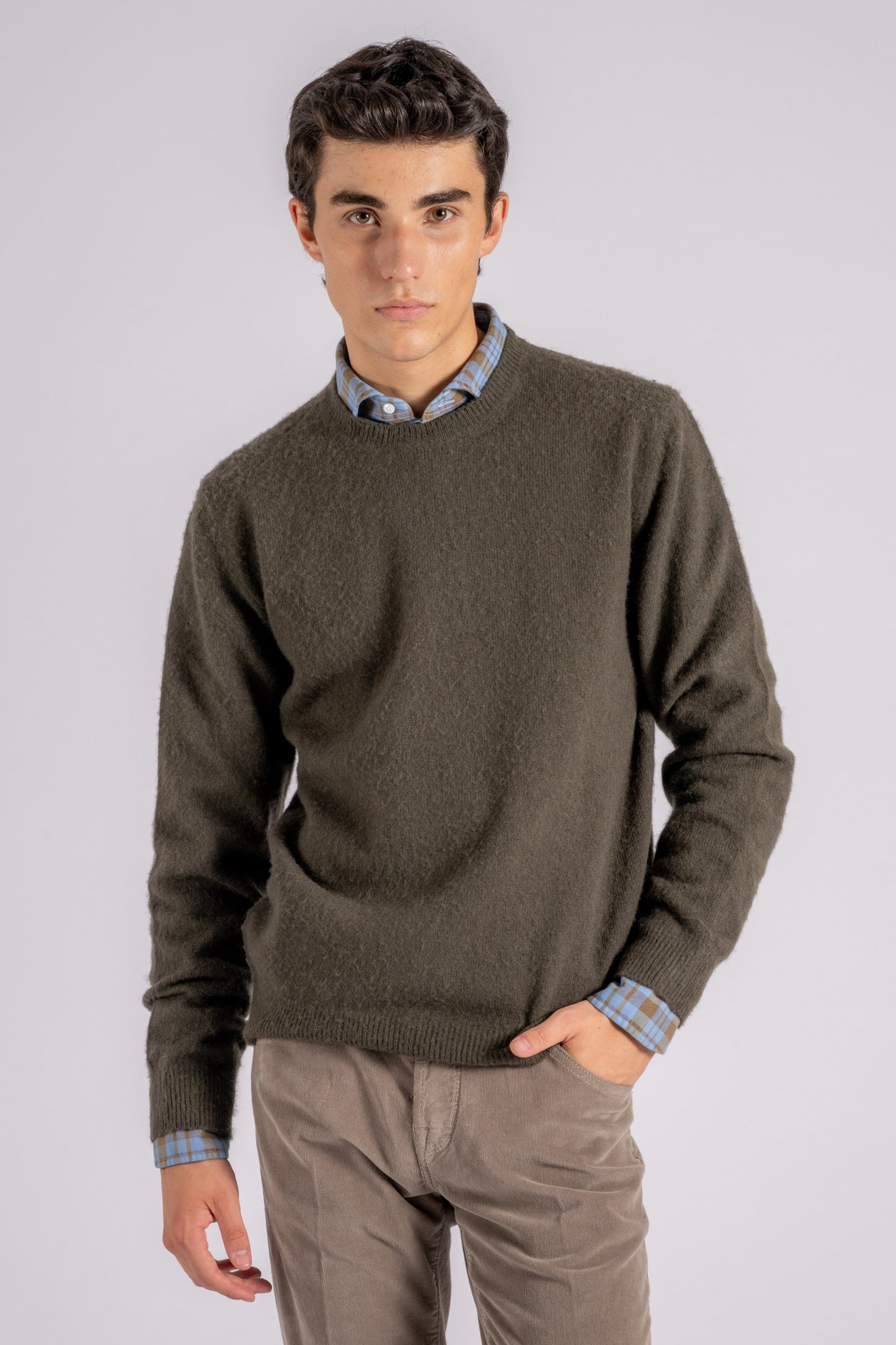  Mauro Ottaviani Merino Wool Crew Neck Green Verde Uomo - 1