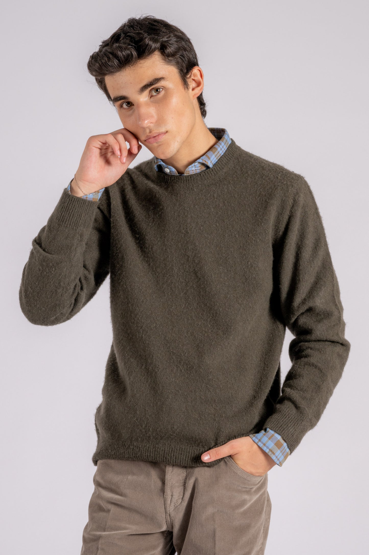  Mauro Ottaviani Merino Wool Crew Neck Green Verde Uomo - 2