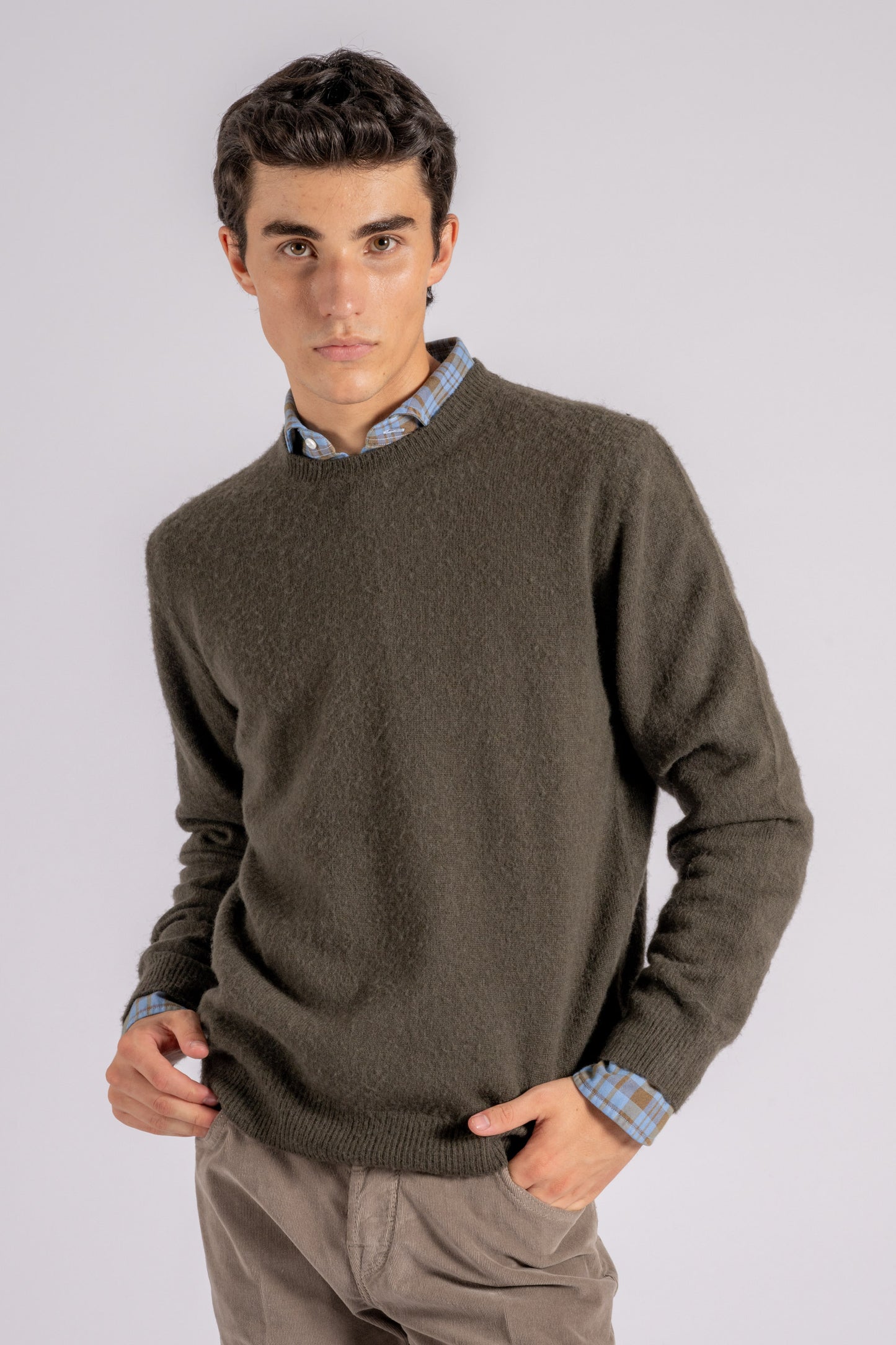  Mauro Ottaviani Merino Wool Crew Neck Green Verde Uomo - 4