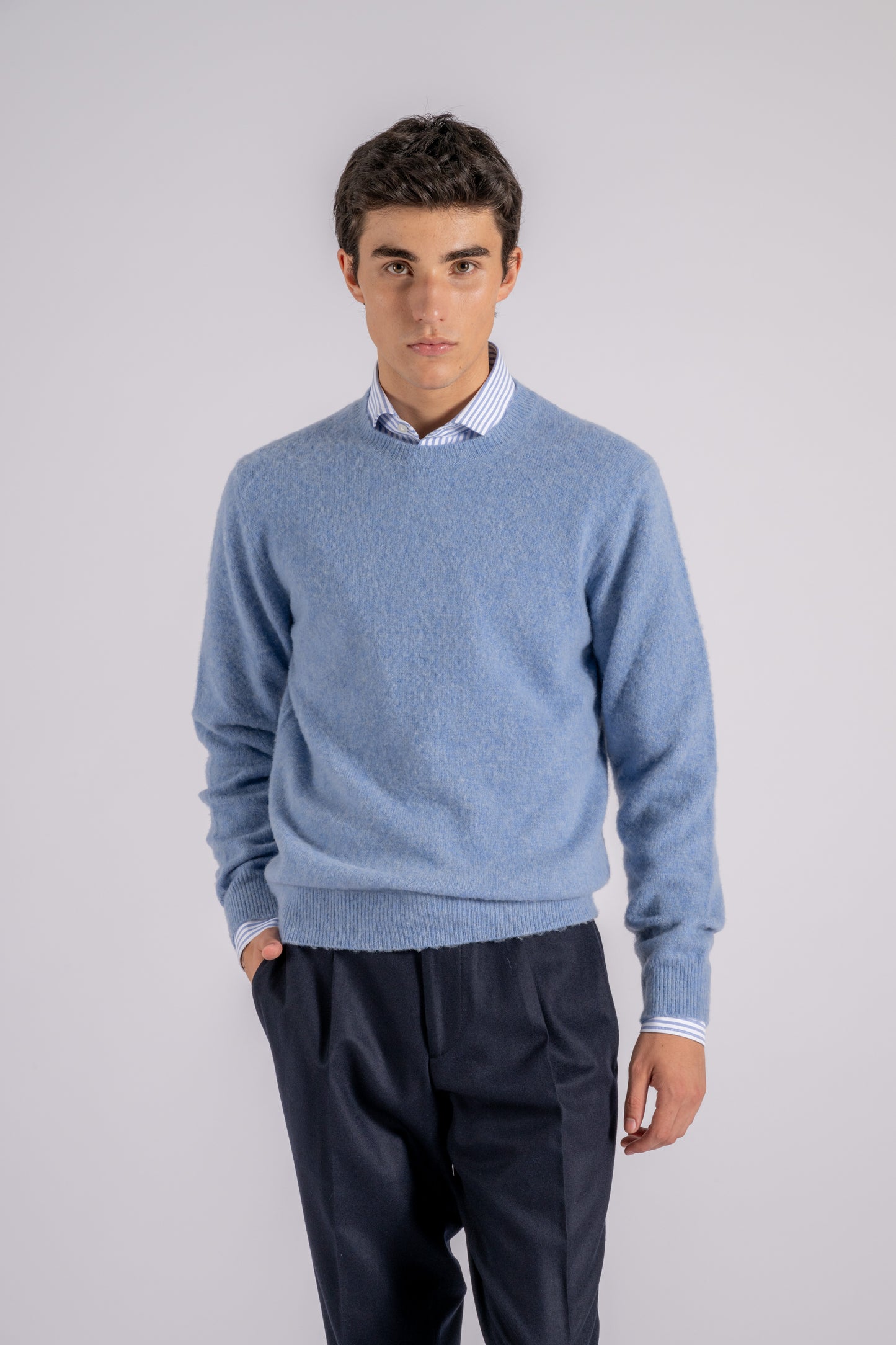  Mauro Ottaviani Merino Wool Crew Neck Light Blue Azzurro Uomo - 1