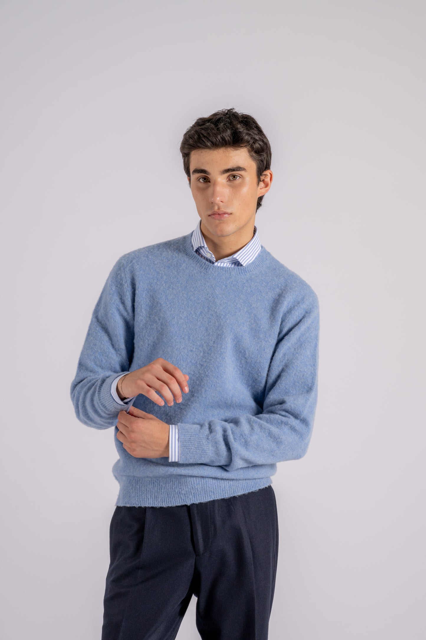  Mauro Ottaviani Merino Wool Crew Neck Light Blue Azzurro Uomo - 2