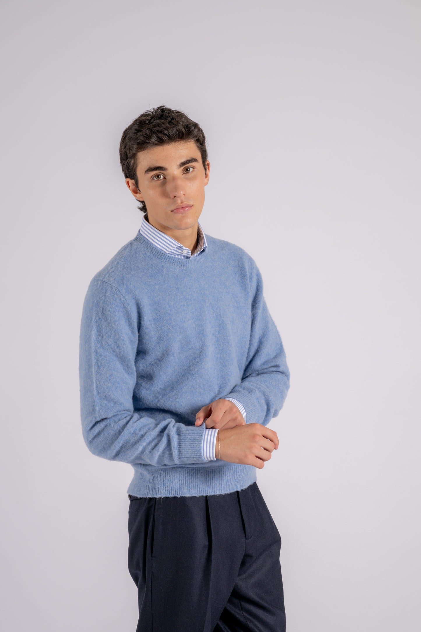  Mauro Ottaviani Merino Wool Crew Neck Light Blue Azzurro Uomo - 3