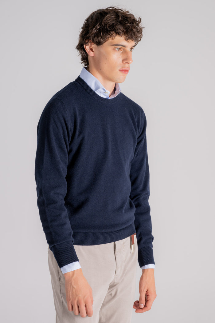  Mauro Ottaviani Crew Neck Wool/cashmere Blue Blu Uomo - 3