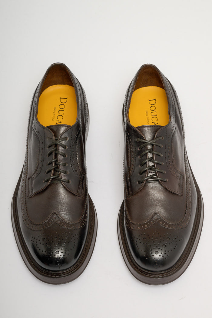  Doucal's Swallow Tail Derby Shoes Brown Marrone Uomo - 4