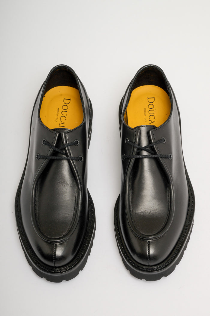  Doucal's Leather Trimmed Shoe In Black Nero Uomo - 4