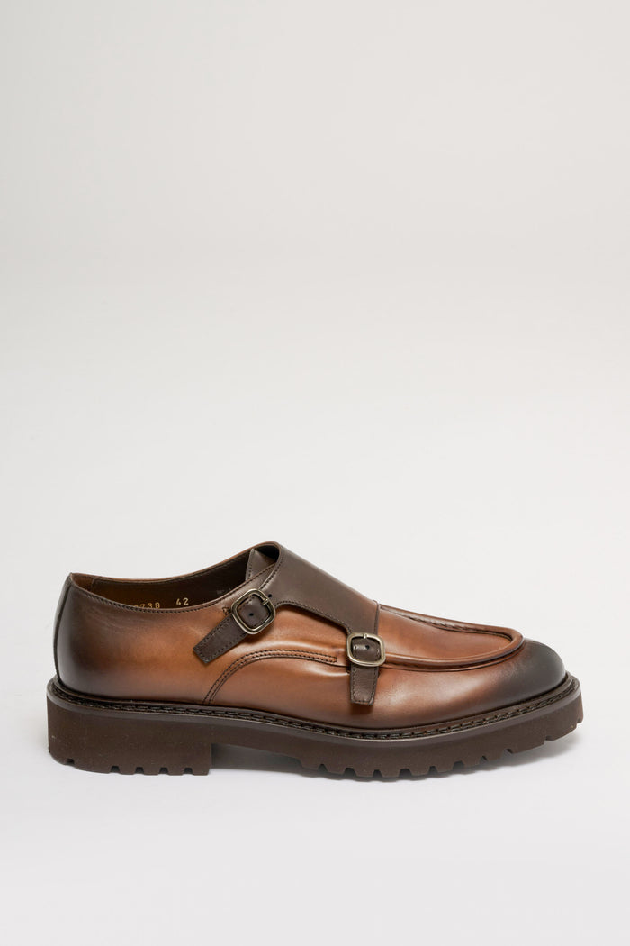 Doucal's Double Buckle Edged Black Shoe