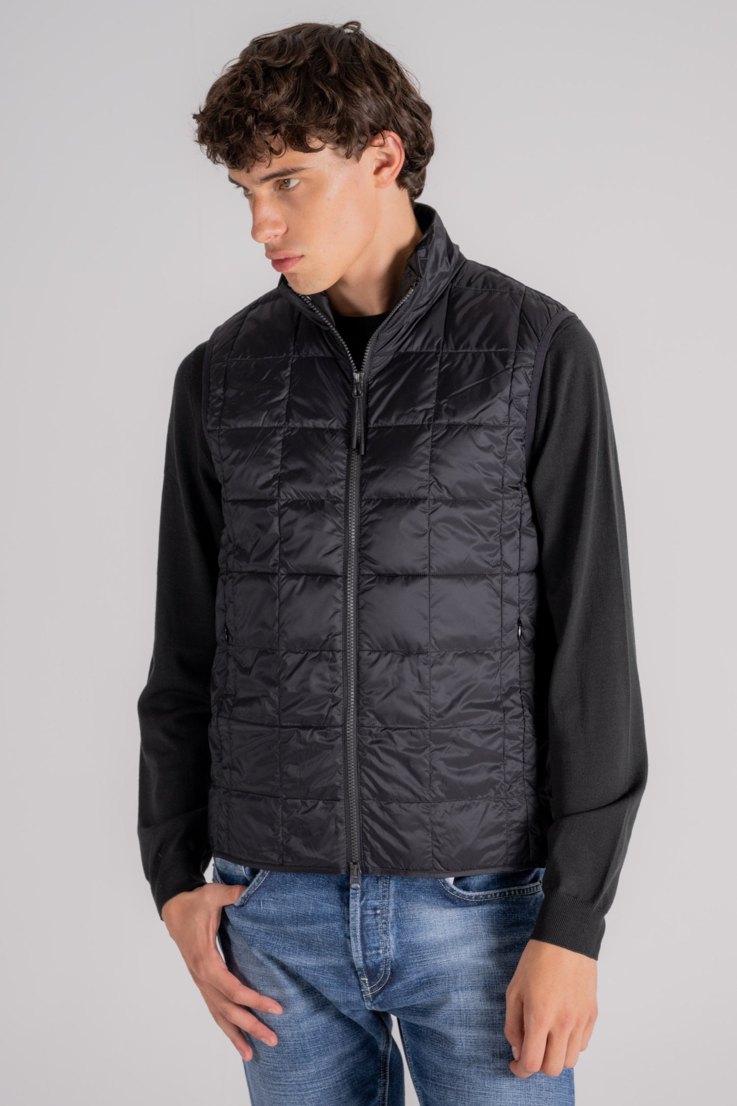  Taion Hi Neck W-zip Down Vest Nero Nero Uomo - 2