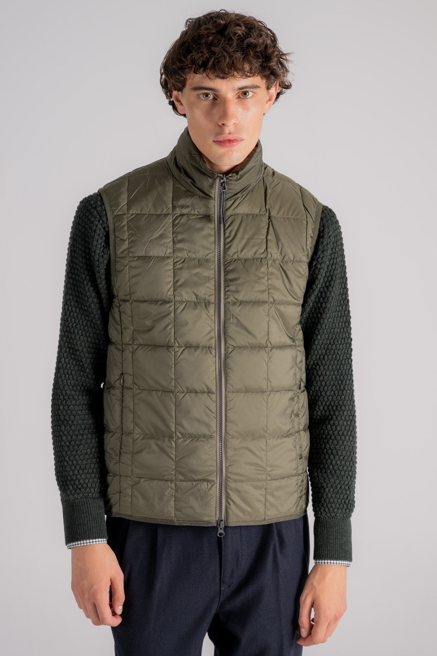  Taion Hi Neck W-zip Down Vest Verde Verde Uomo - 1