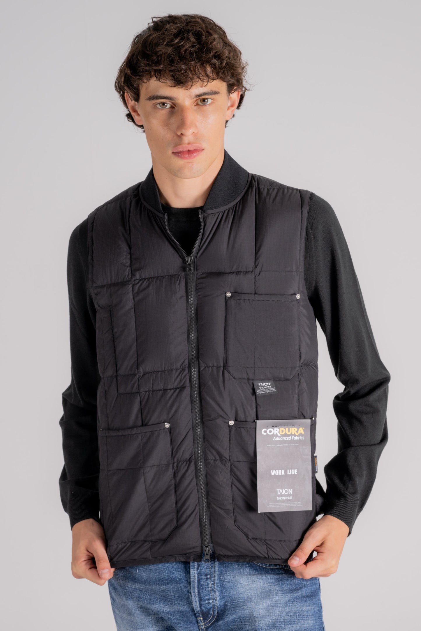  Taion Work W-zip Lib Down Vest Nero Nero Uomo - 2