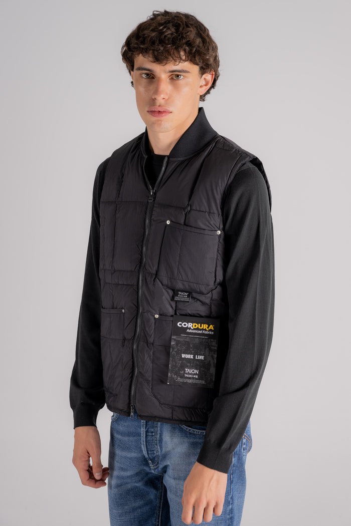  Taion Work W-zip Lib Down Vest Nero Nero Uomo - 5