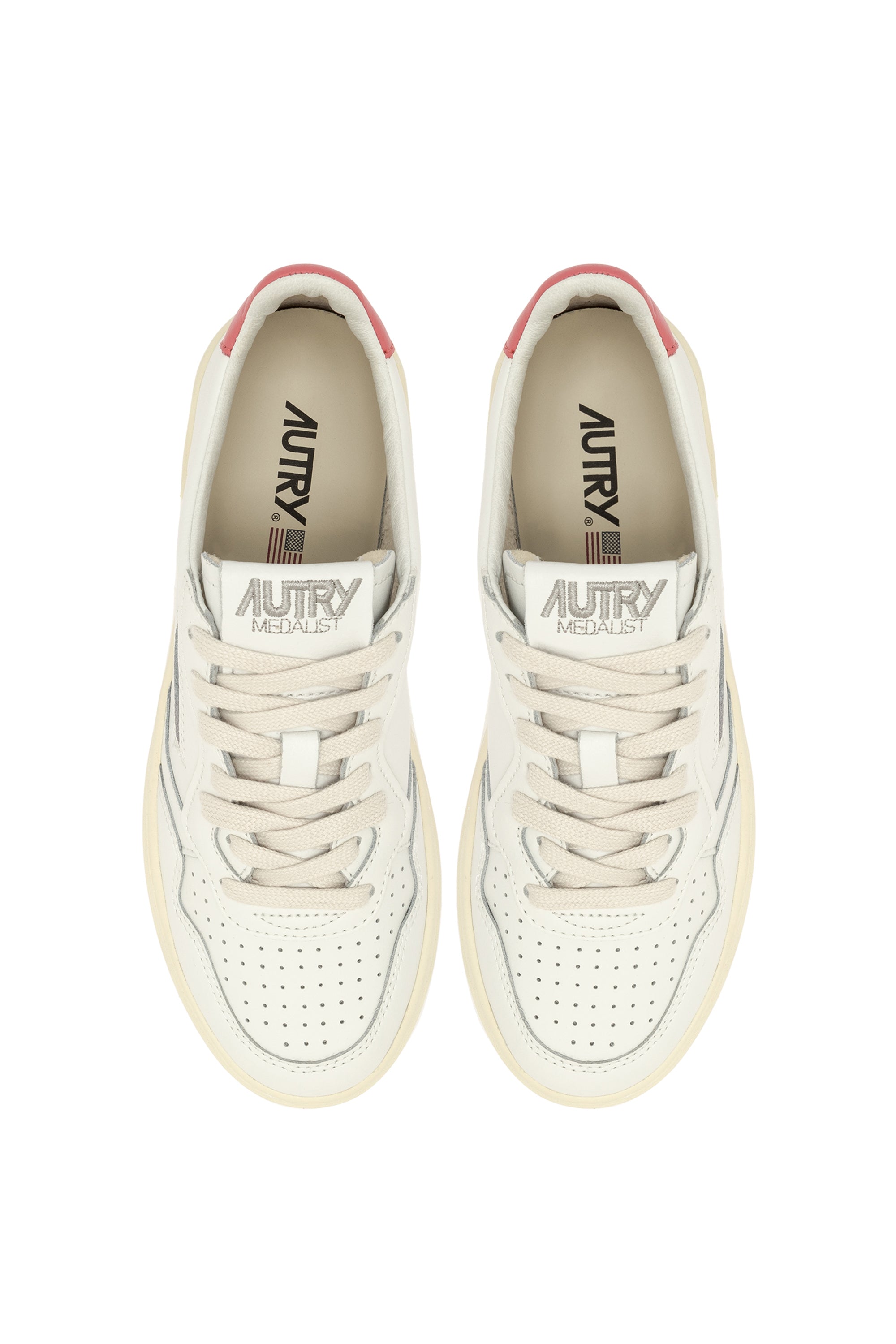 スニーカー AUTRY AULWLL78 Sneakers Medalist Low In Pelle Bianco, Autry Sneakers Medalist Low In Pelle Bianca E Nera E Suede Beige