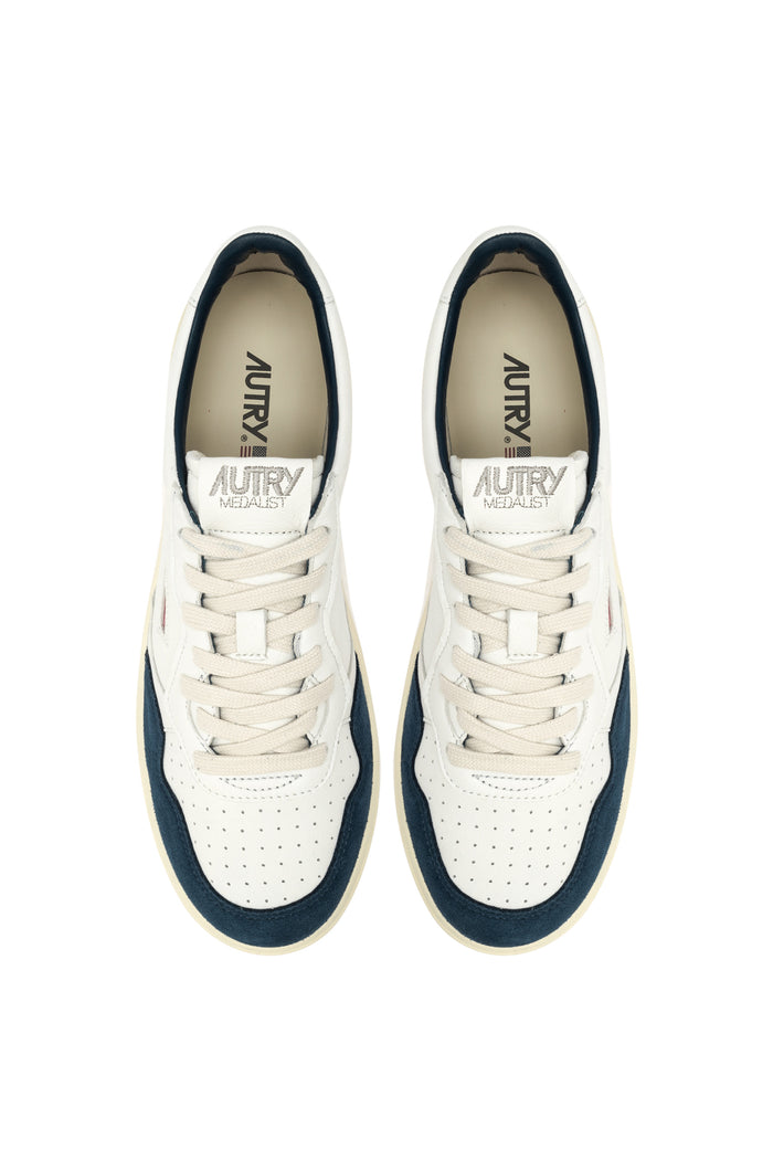  Autry Sneakers Medalist Low Goat Suede Blue Blu Uomo - 5