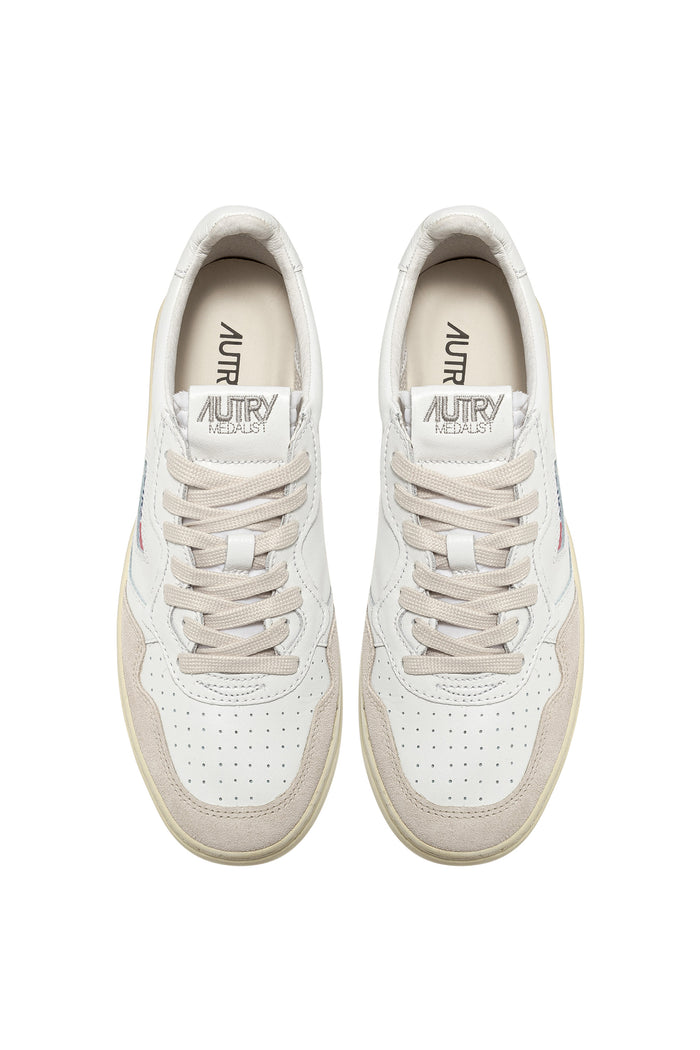  Autry Sneakers Medalist Low Man Leat Suede Bianco Bianco Uomo - 5