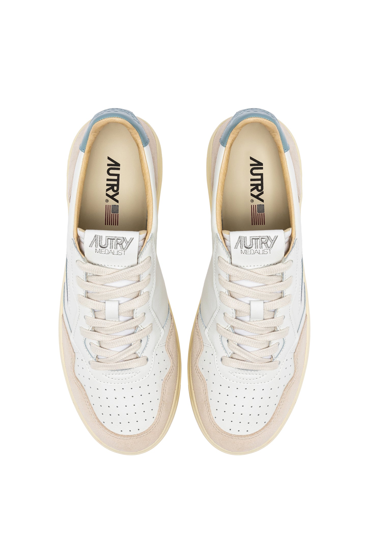  Autry Sneakers Medalist Low Man Leat Suede Bianco Bianco Uomo - 4