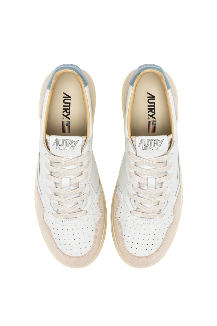  Autry Sneakers Medalist Low Man Leat Suede Bianco Bianco Uomo - 4