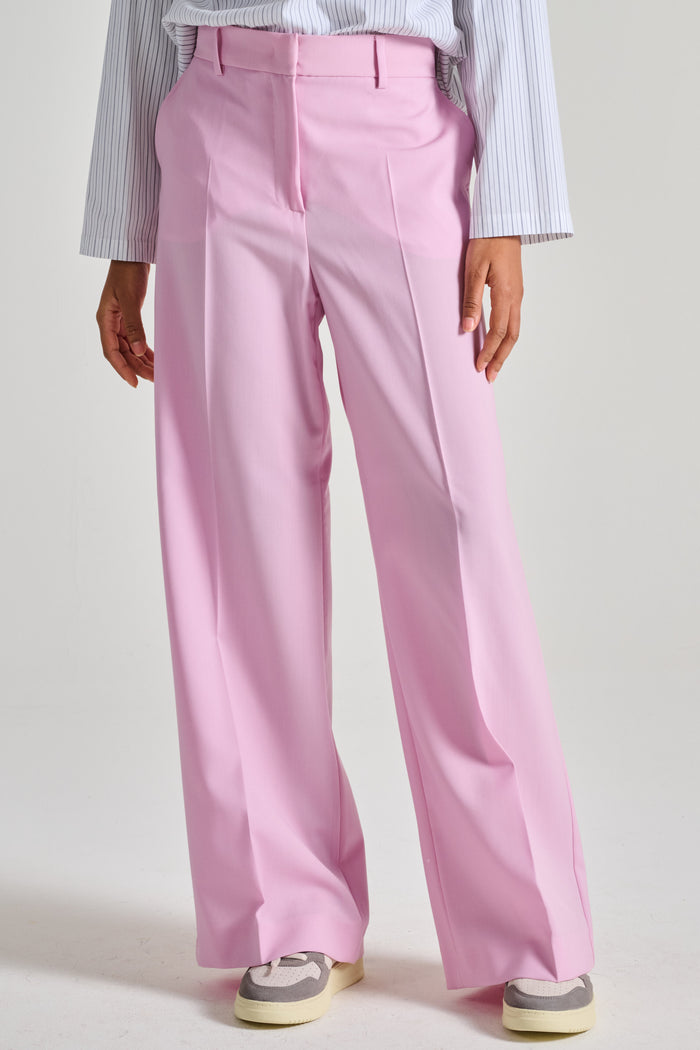  Max Mara Weekend Pantalone In Lana Vergine Rosa Rosa Donna - 3